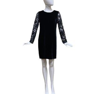 Saint Laurent Black Velvet & Lace Dress, Size S